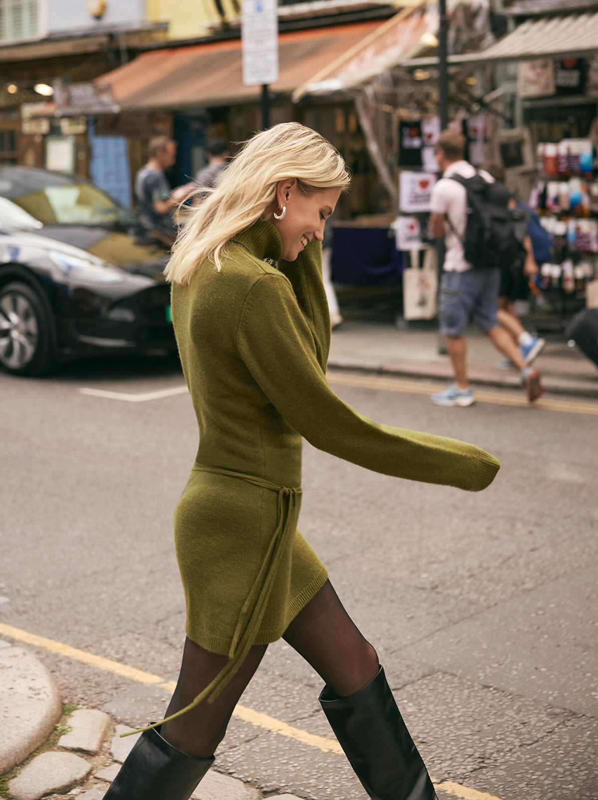 Juno Olive Wool-Blend Roll Neck Mini Dress | KITRI Studio Juno Olive Wool-Blend Roll Neck Mini Dress | KITRI Studio