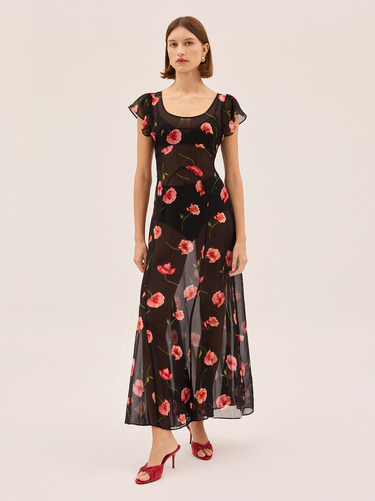 Kaia Black Poppy Print Dress By KITRI Studio