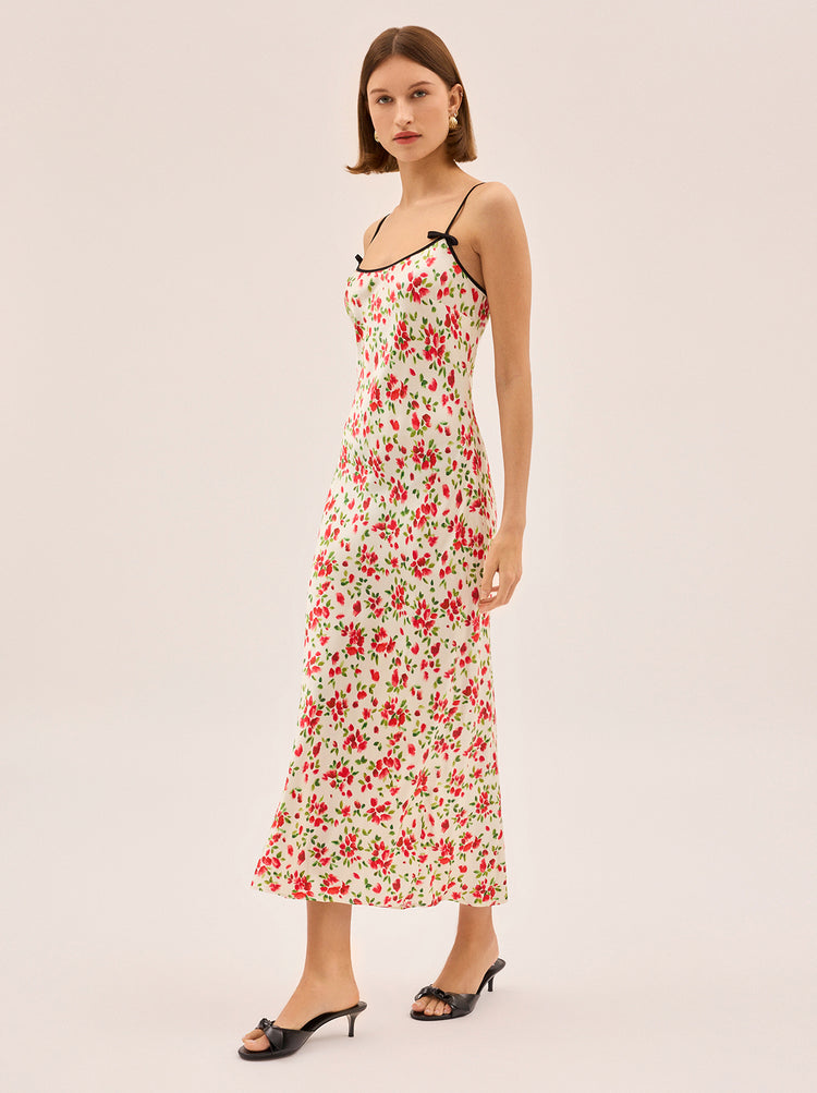 Karla Red Petal Print Dress By KITRI Studio