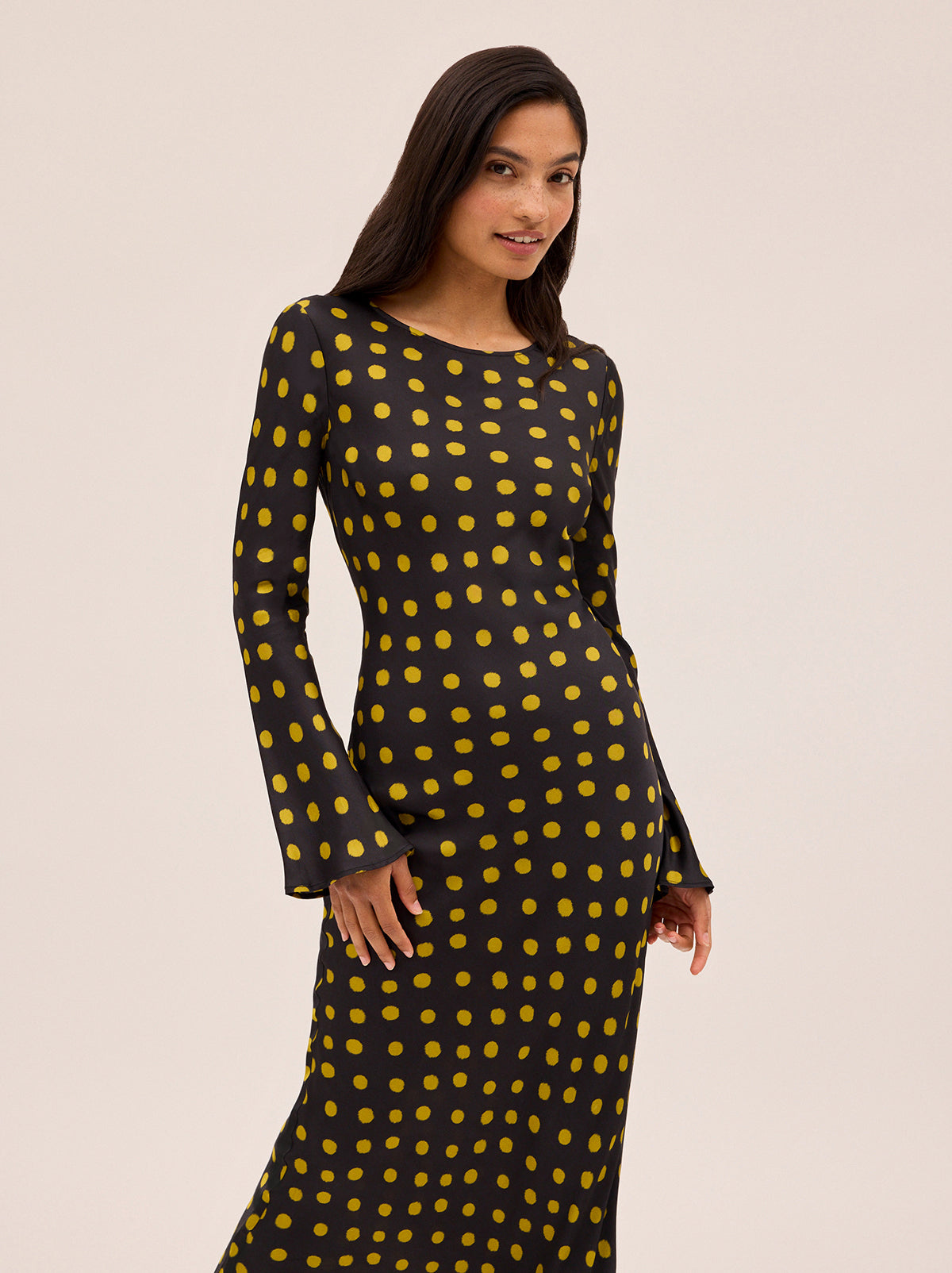 Keira Black Polka Dot Satin Dress | KITRI Studio Keira Black Polka Dot Satin Dress | KITRI Studio