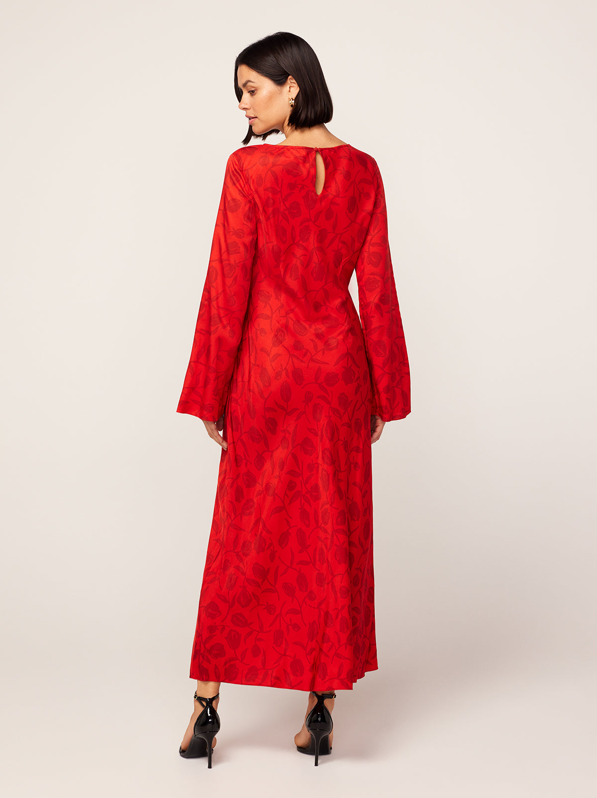Keira Red Tulip Print Maxi Dress