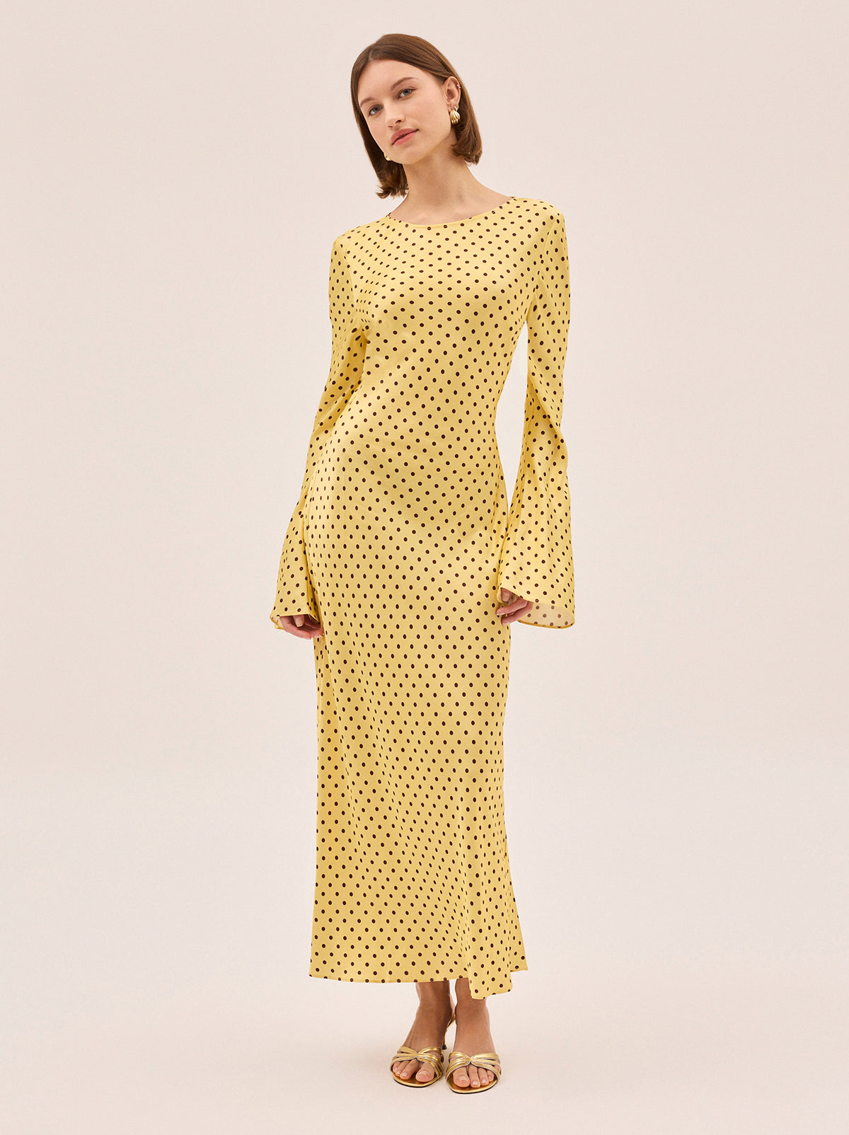 Keira Yellow Pin Dot Print Dress