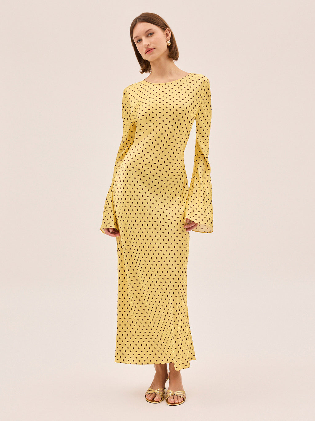 open lace back dress Teo Yellow Polka Dot Mini Dress