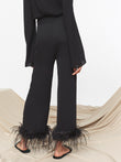 Count Me in | Black Tailored Feather Trim Trousers, US 12 / Black