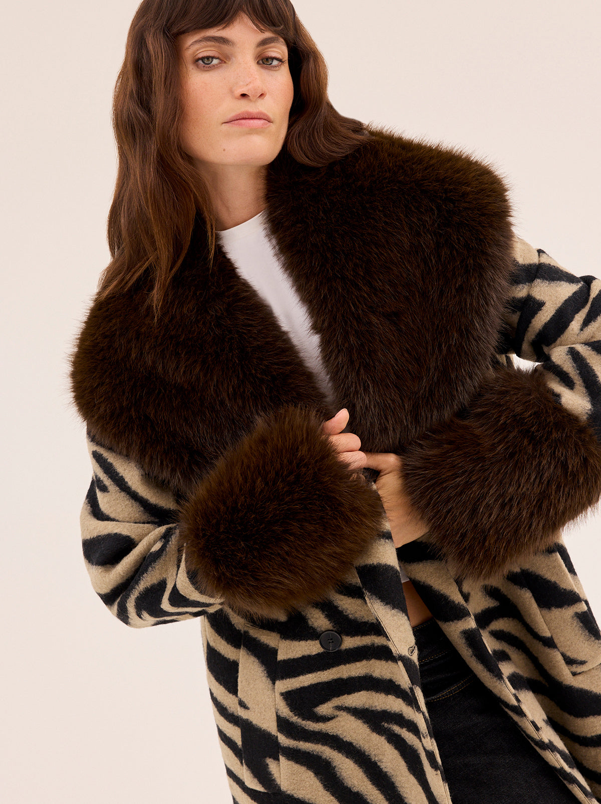 Lara Wool-Blend Zebra Coat | KITRI Studio