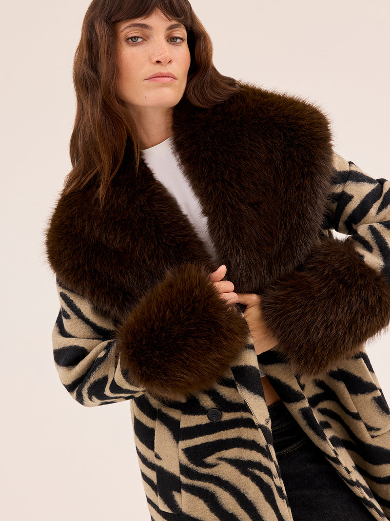 Lara Zebra Wool-Blend Coat By KITRI Studio