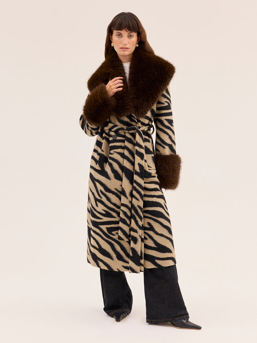 Lara Zebra Wool-Blend Coat By KITRI Studio