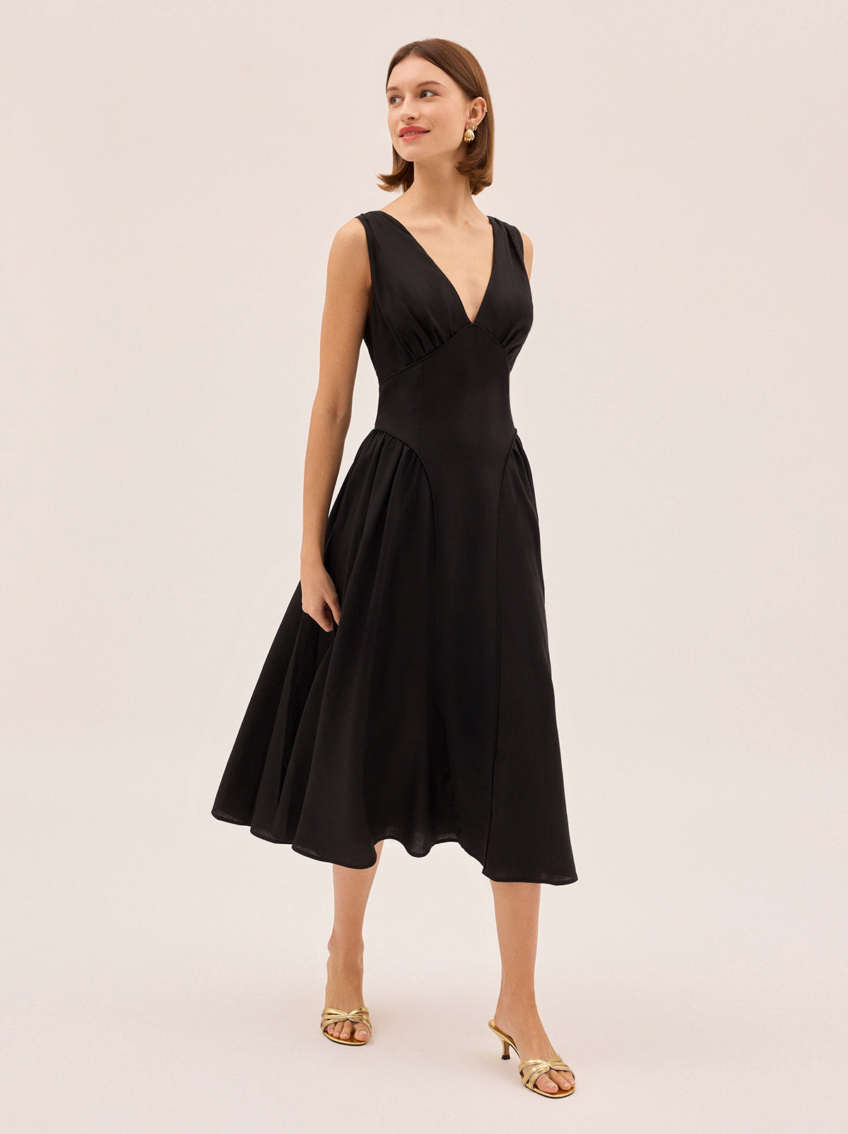 Laura Black Linen Blend Dress By KITRI Studio