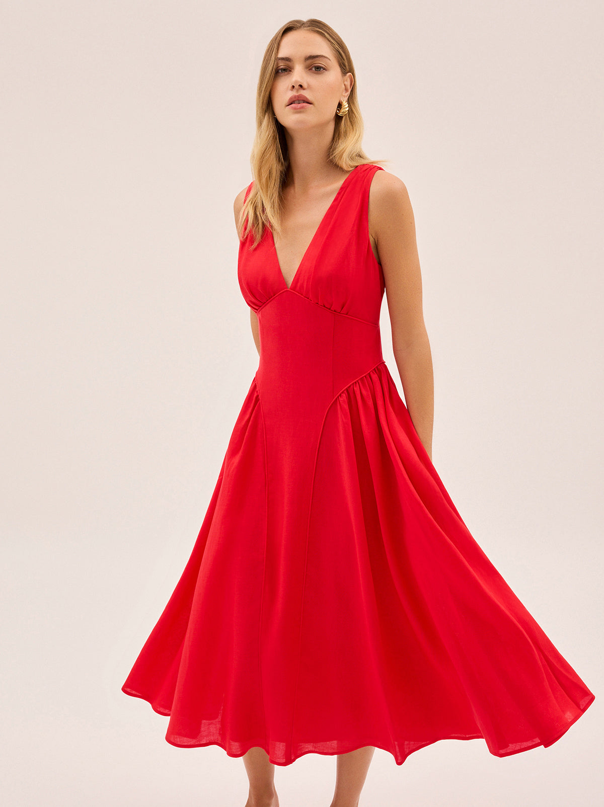 Laura Red Linen Blend Dress By KITRI Studio