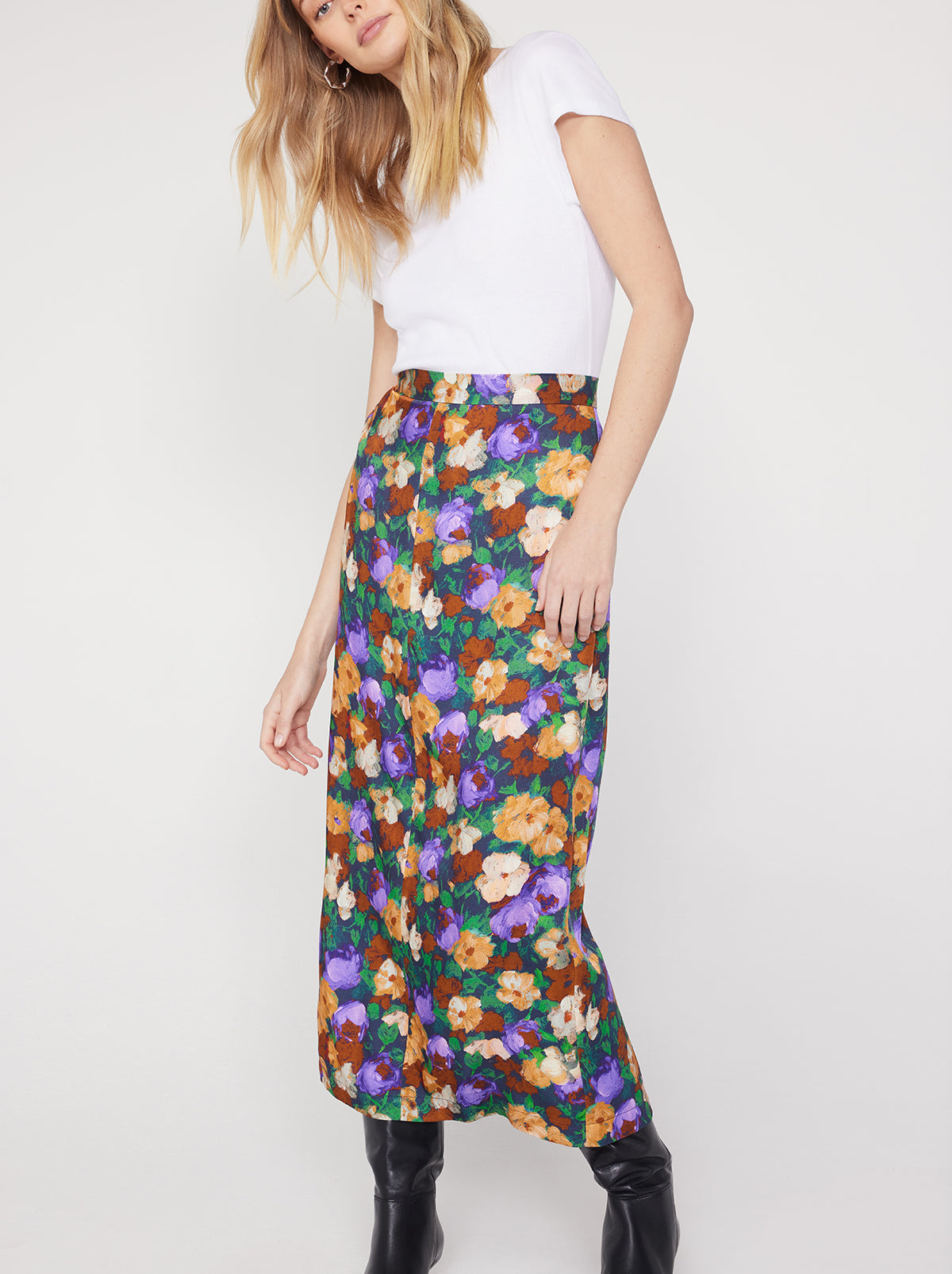 Laurel Iris Impressionist Floral Skirt