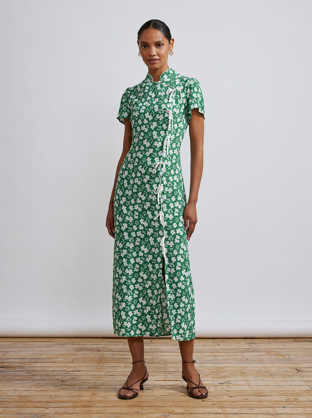 kitri green dress Leia Green Floral Midi Dress