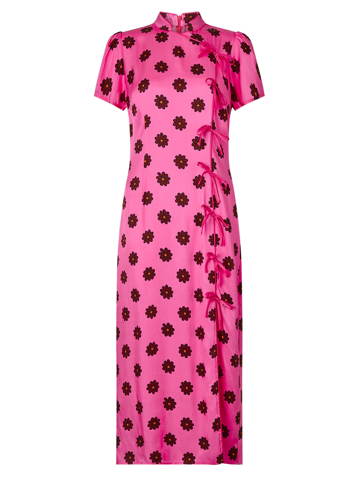 Leia Pink Retro Floral Dress by KITRI Studio