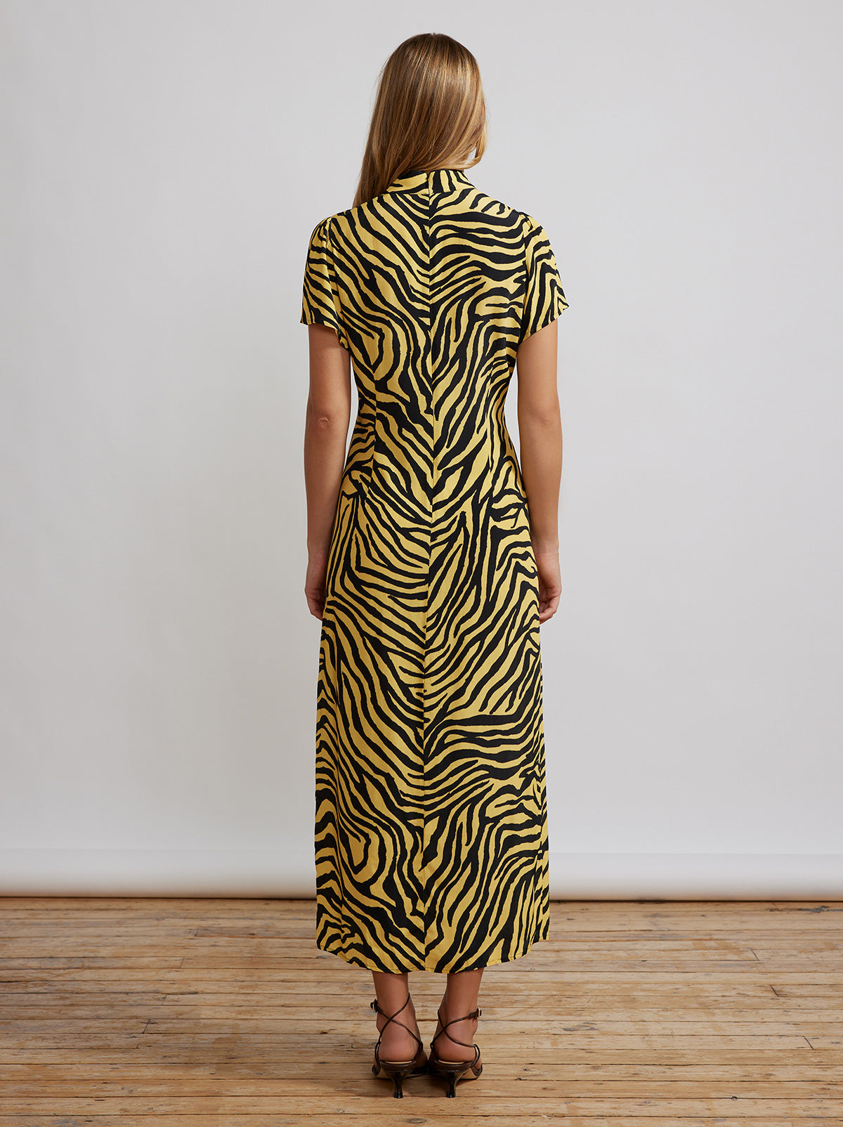Leia Yellow Zebra Print Midi Dress By KITRI Studio