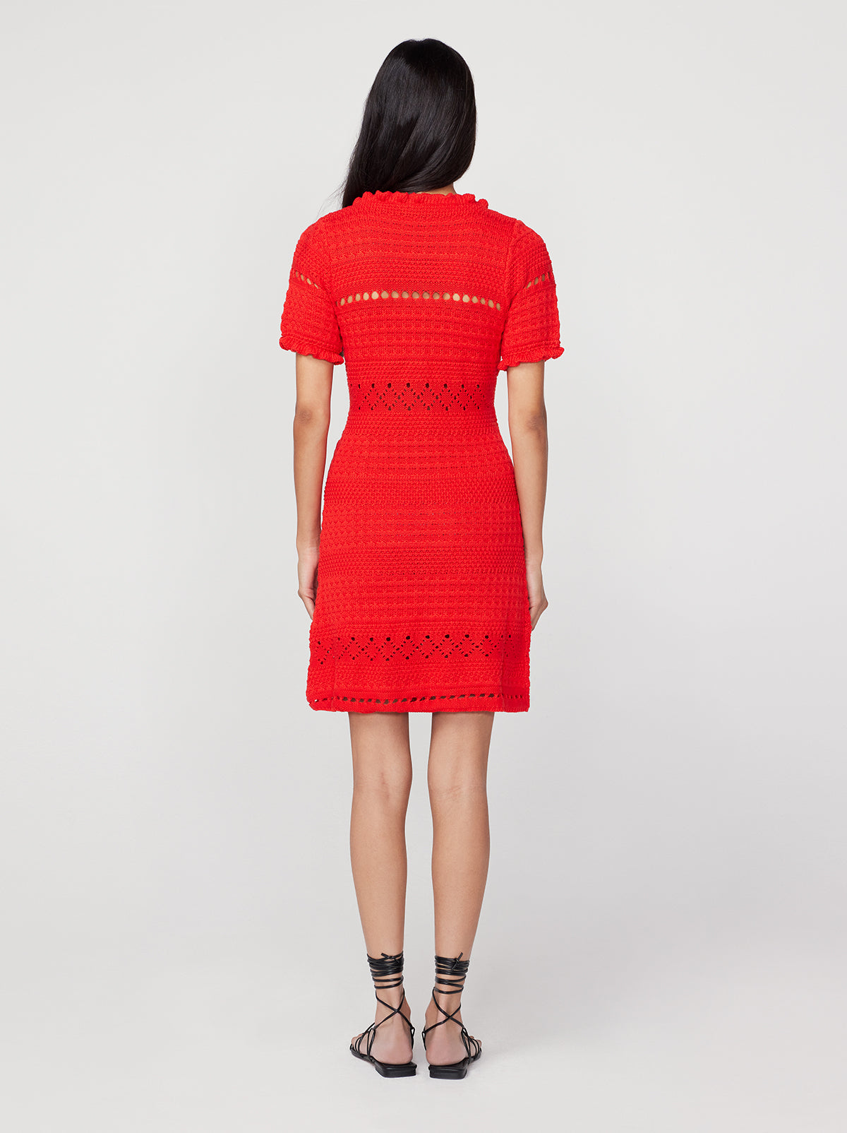 Leonie Red Crochet Knit Mini Dress By KITRI Studio