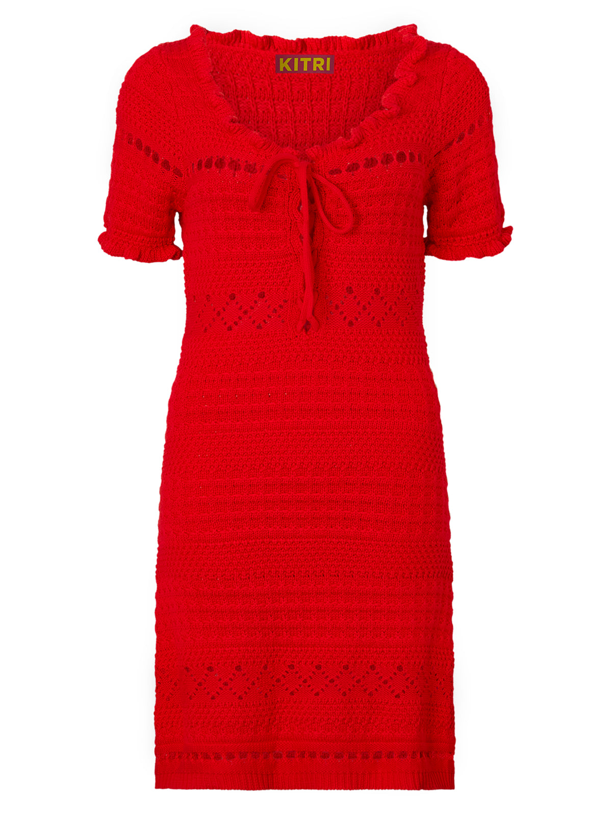 Leonie Red Crochet Knit Mini Dress By KITRI Studio