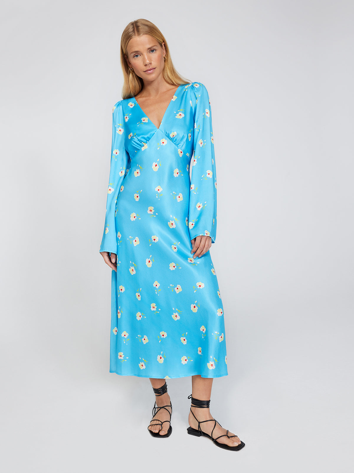 Libby Blue Pansy Print Dress