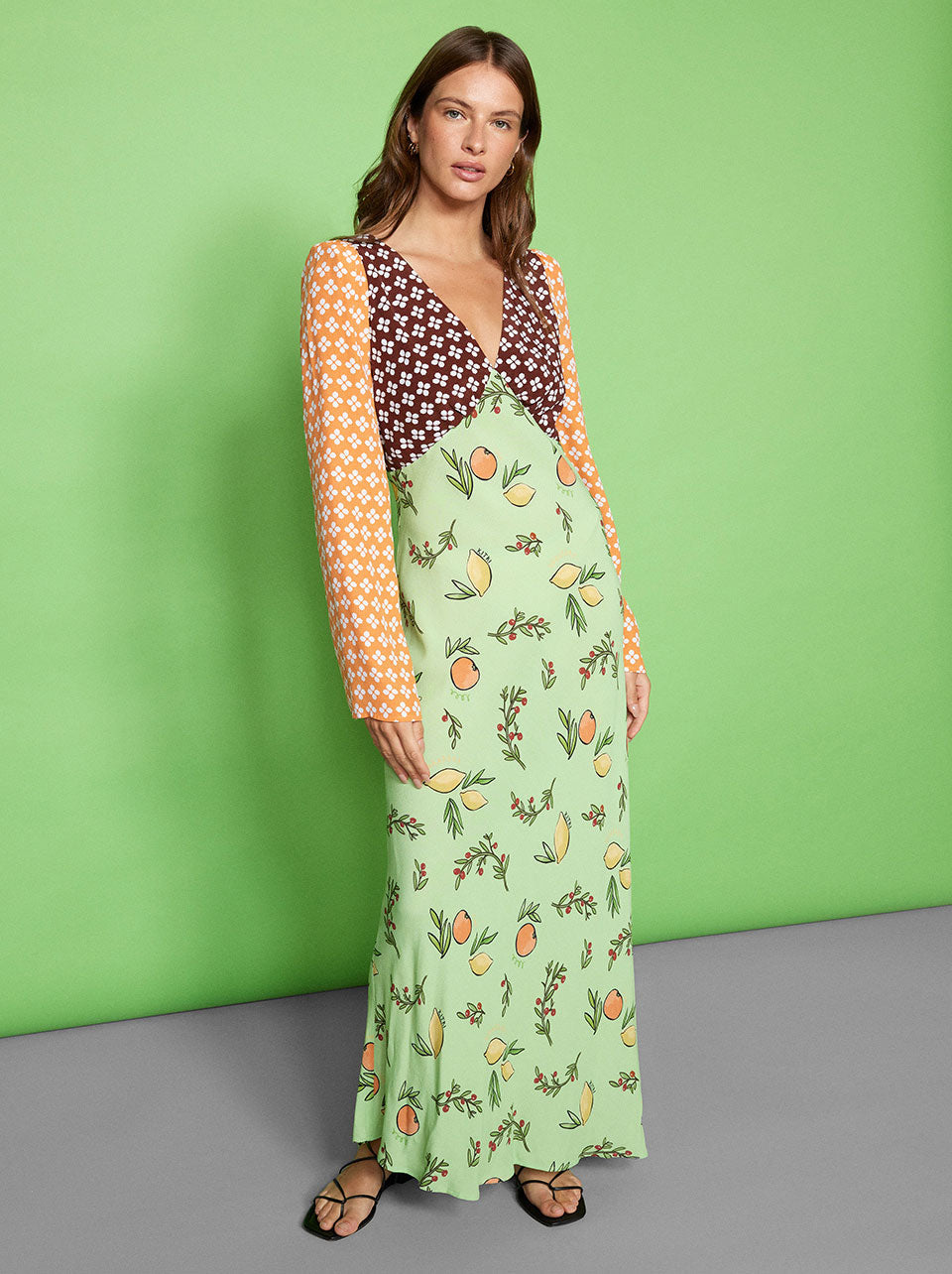 Mixed print maxi dress shop