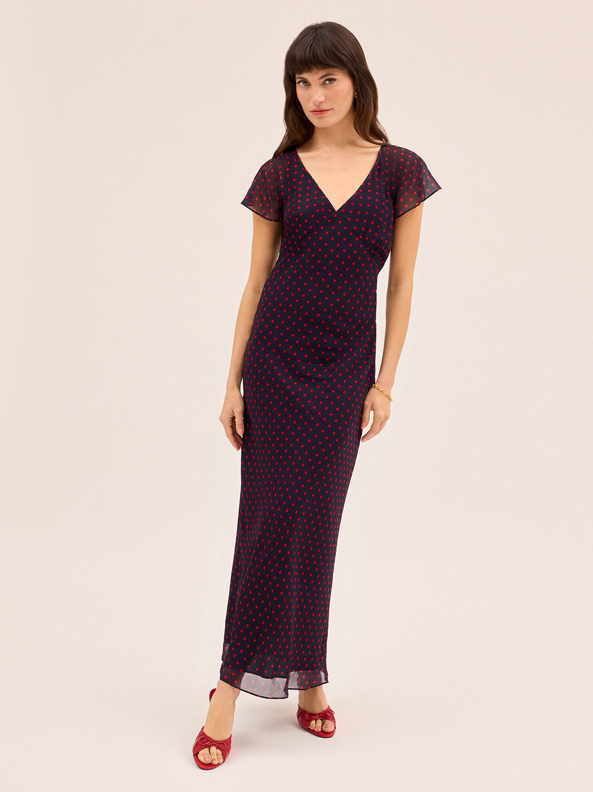 Libby Navy Pin Dot Print Dress By KITRI Studio