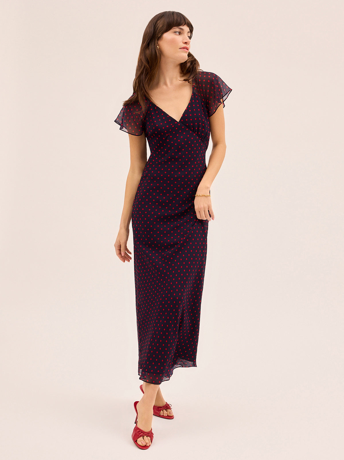 Libby Navy Pin Dot Print Dress By KITRI Studio