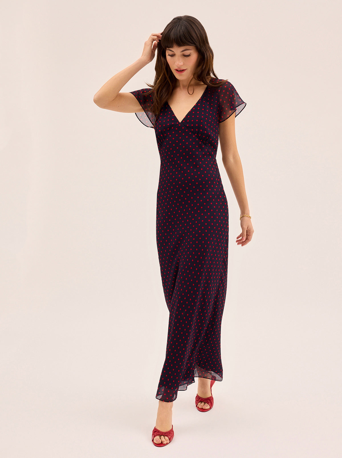Libby Navy Pin Dot Print Dress By KITRI Studio