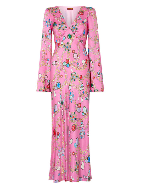 Libby Pink Chain Print Maxi Dress | KITRI Studio