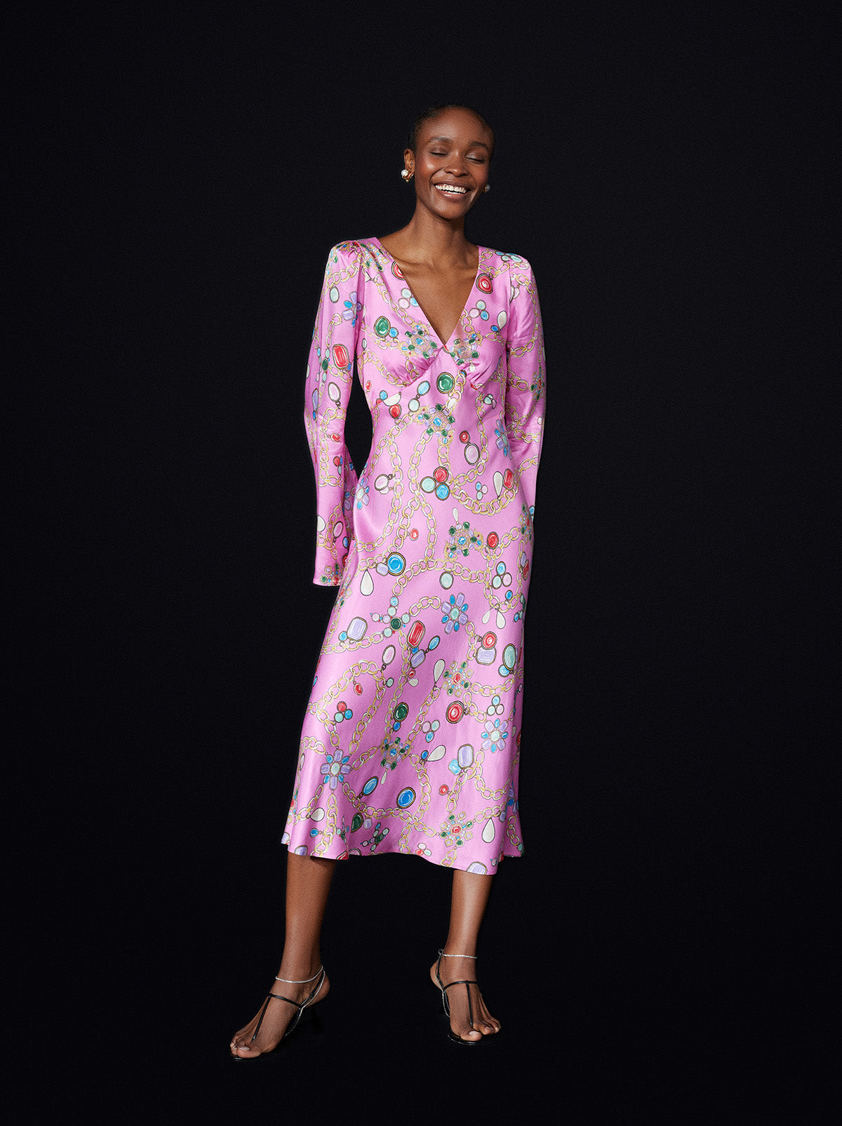 Libby Pink Chain Print Maxi Dress