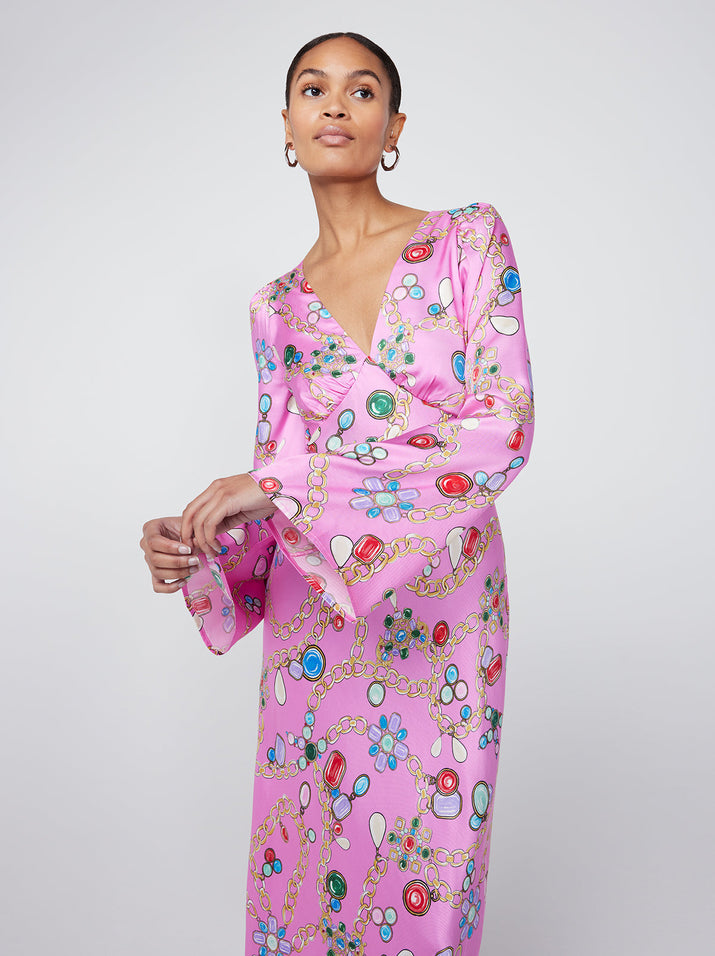 Libby Pink Chain Print Maxi Dress KITRI Studio