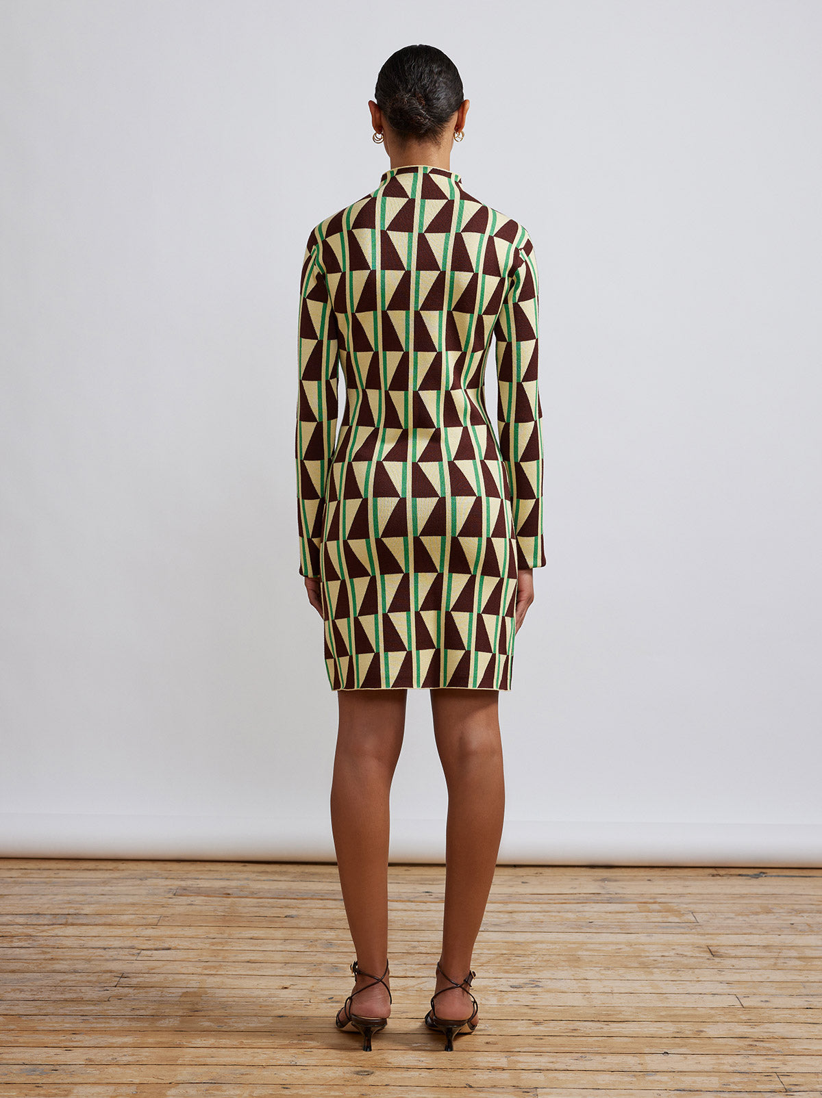 Logan Chocolate Tile Print Knit Mini Dress by KITRI Studio