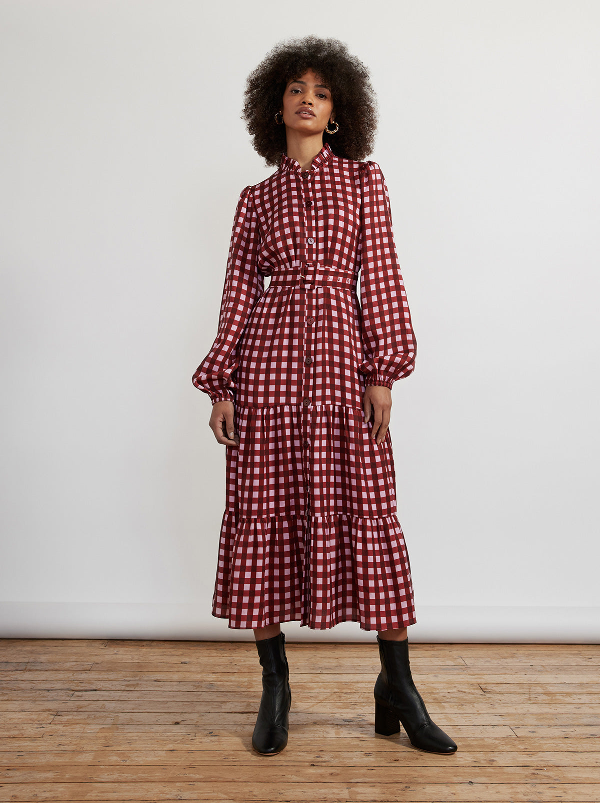 Gingham dress clearance midi