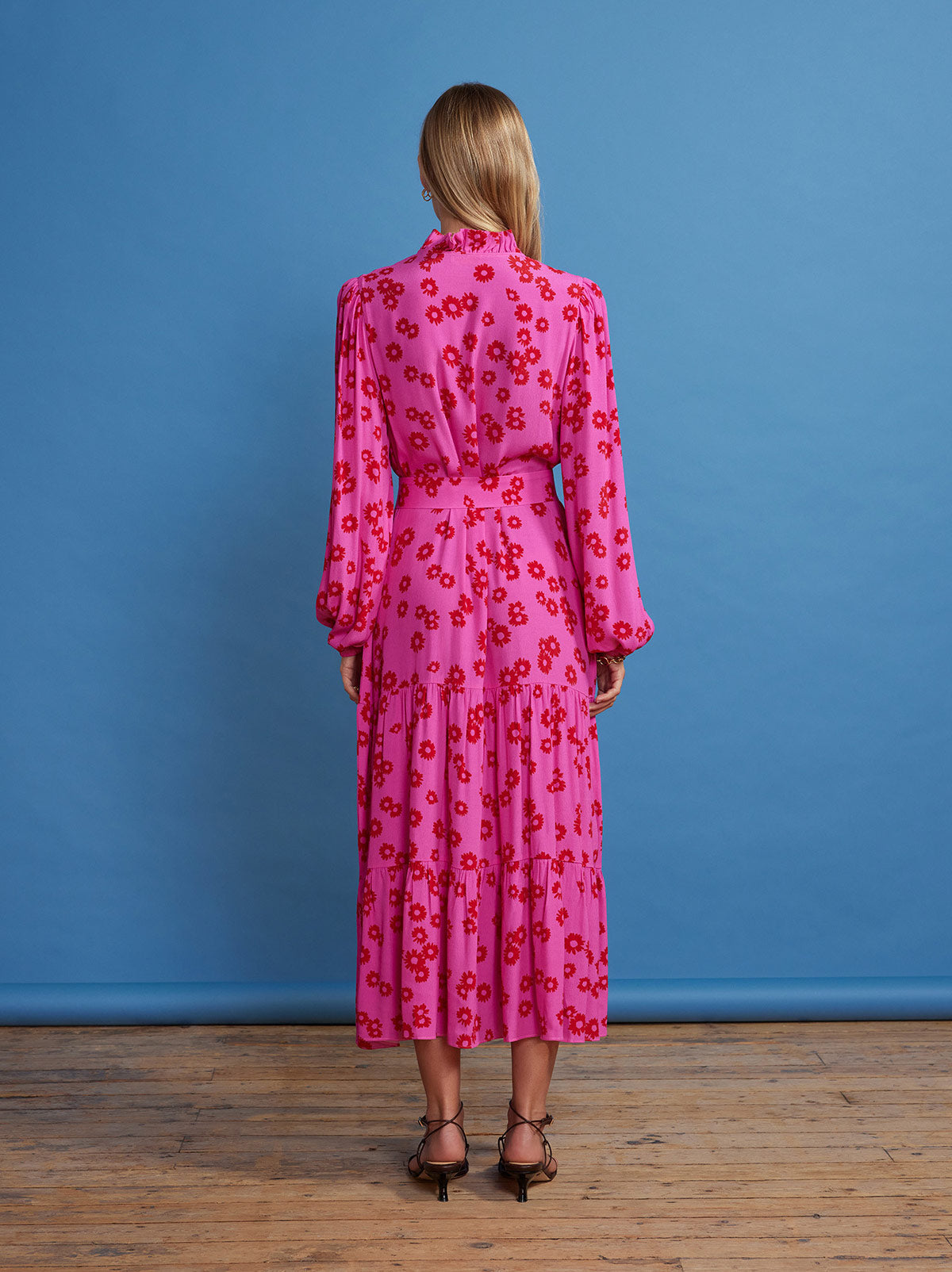 Lori Pink Daisy Print Shirt Dress By KITRI Studio