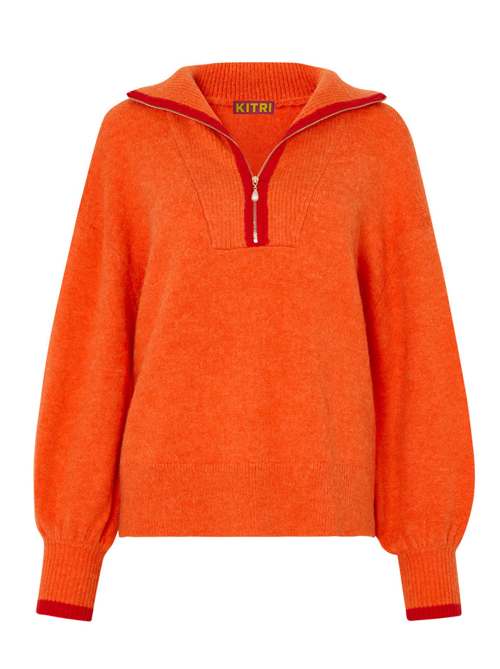 Orange zip up on sale sweater