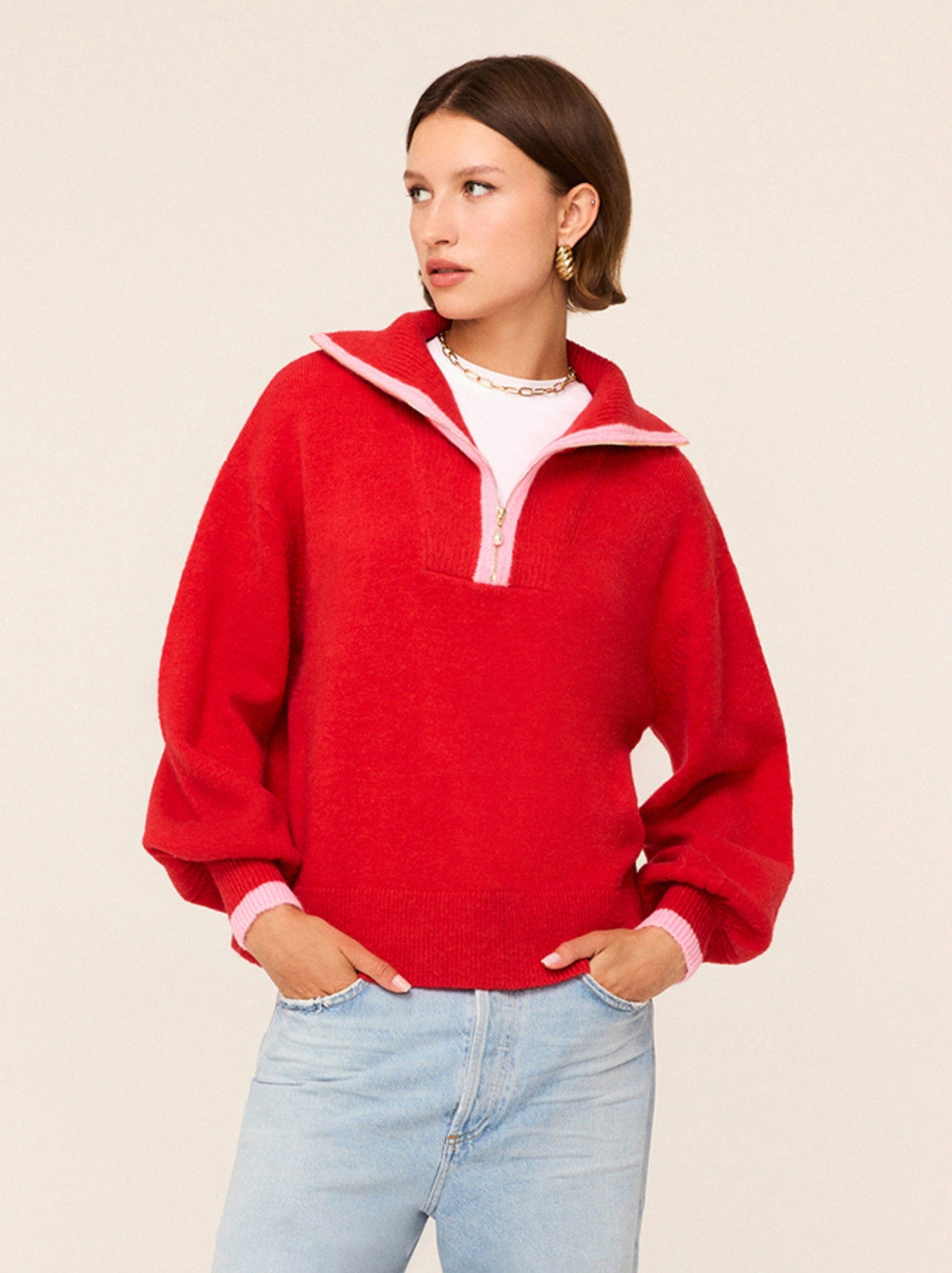 Lorna Red Wool Alpaca Blend Sweater By KITRI Studio