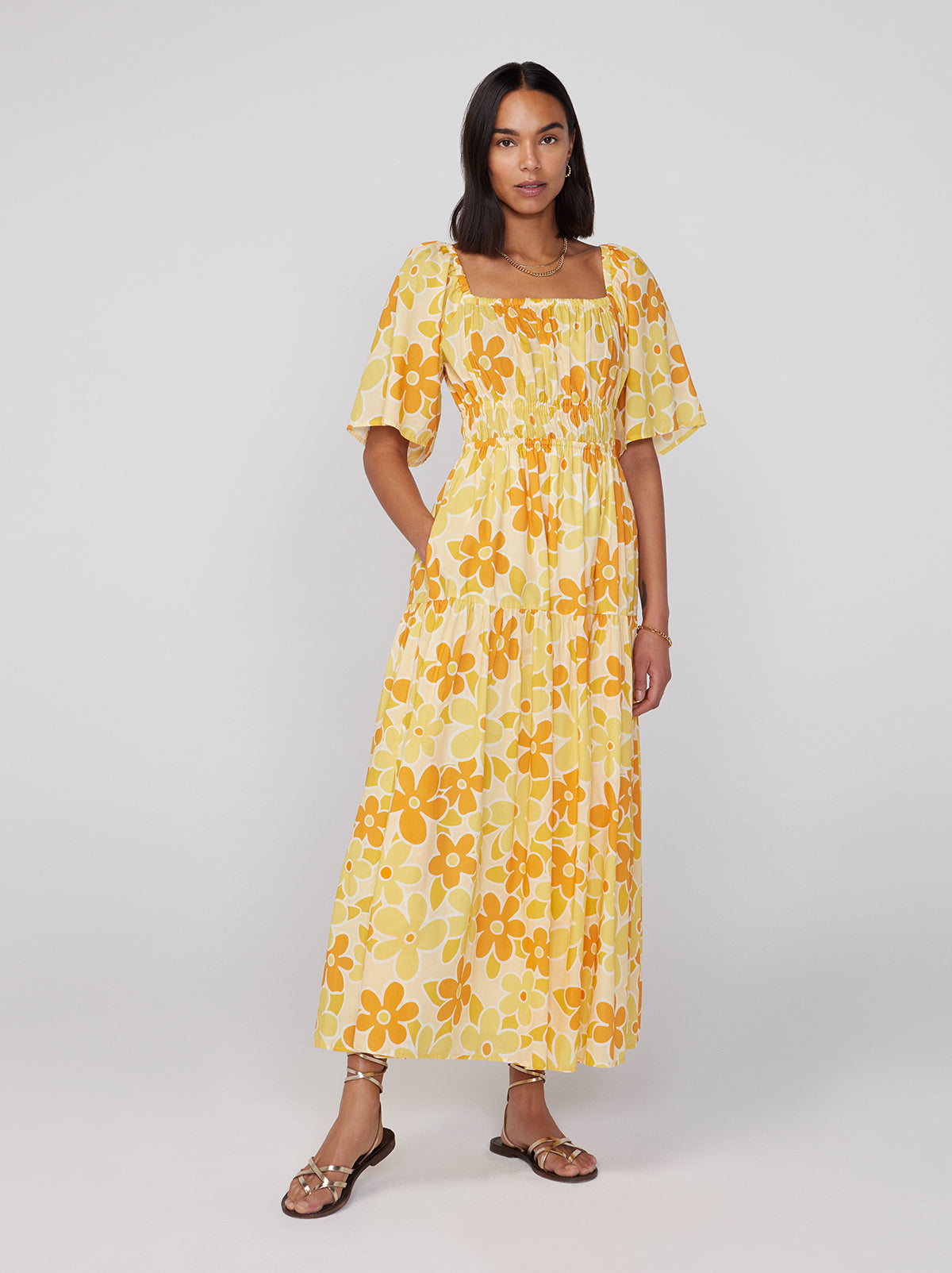 Maxi dress yellow clearance floral