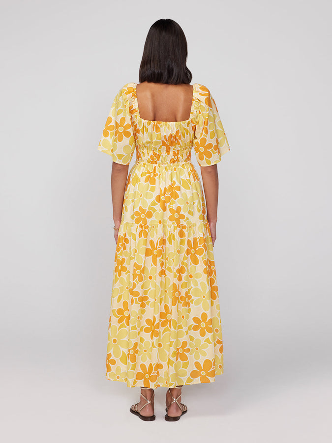 Louisa Yellow Floral Print Maxi Dress | KITRI Studio
