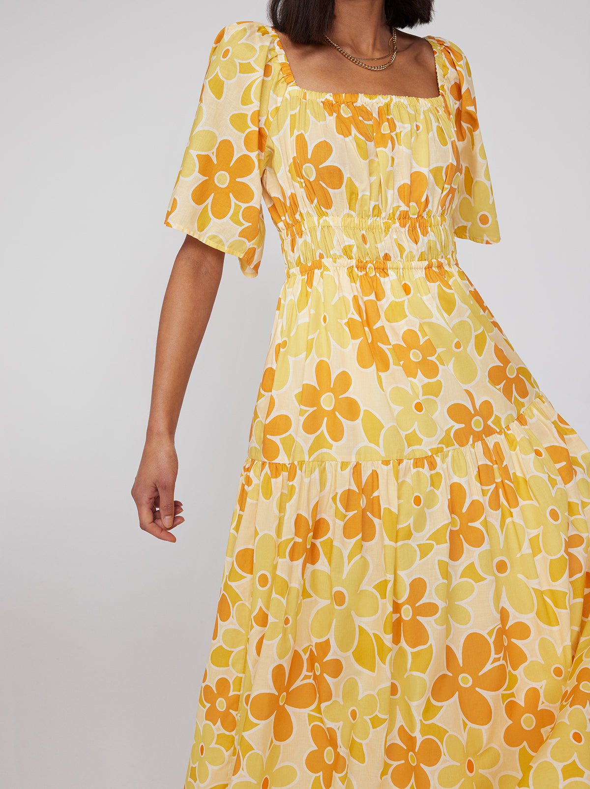 Louisa Yellow Floral Print Maxi Dress