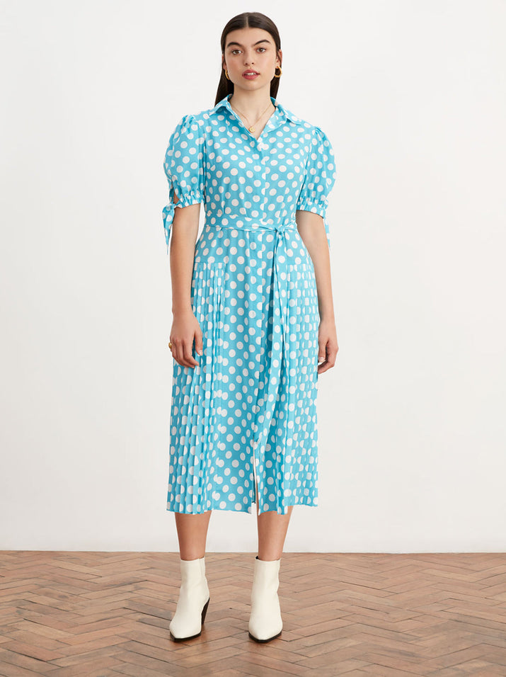 Blue polka dot outlet shirt dress