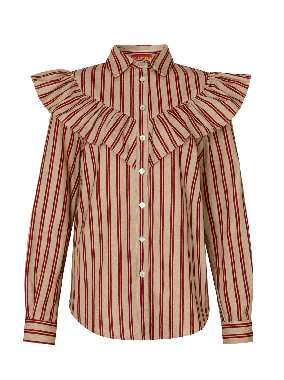 Lucinda Striped Canvas Frilled Shirt By KITRI Studio