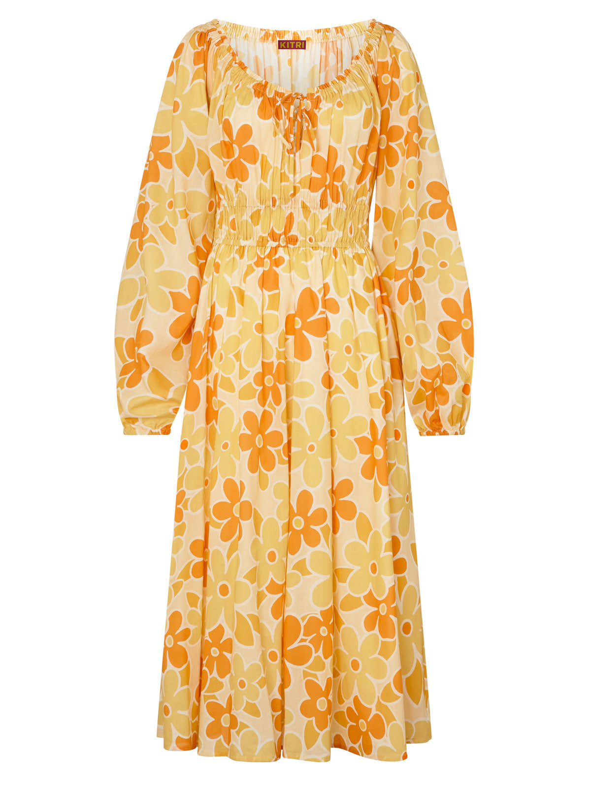 Luella Yellow Floral Print Midi Dress