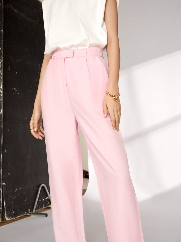 Lupeta Pink Linen Trousers | KITRI Studio