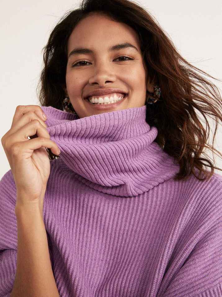 Mabel Purple Cotton Roll Neck Jumper Women s Cashmere Jumpers