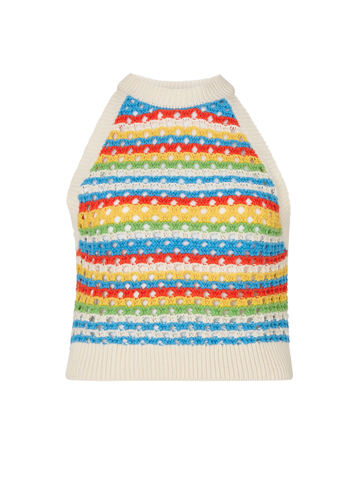 Maddison Blue Stripe Crochet Knit Halter Top By KITRI Studio