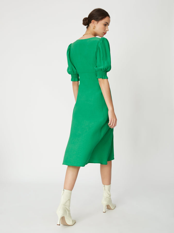 Madeline Green Tea Dress | Women's Tea Dresses | KITRI