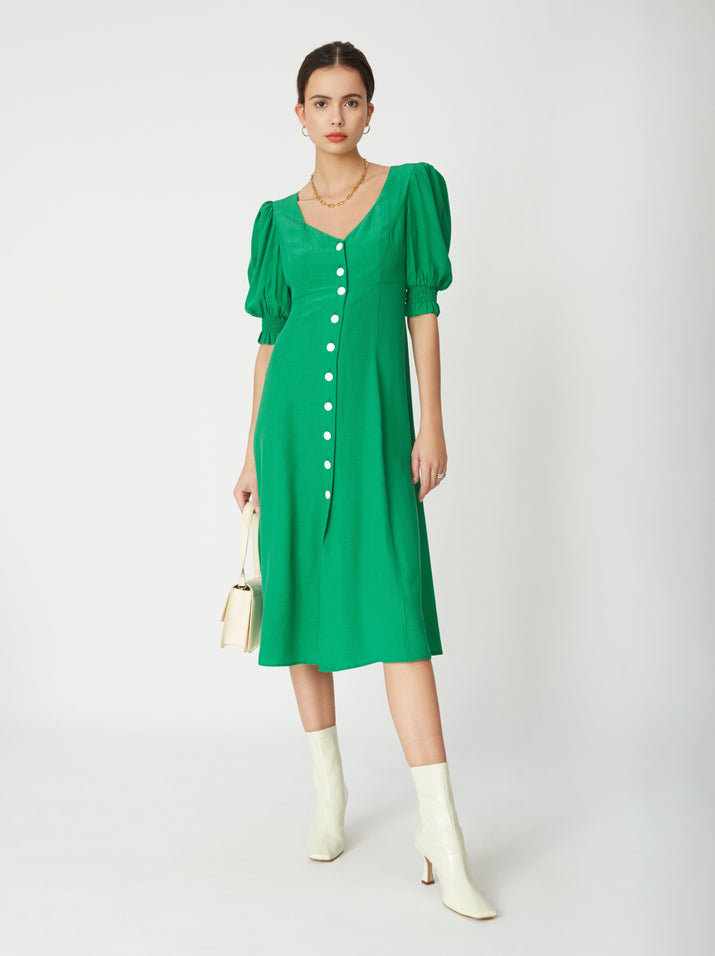 Madeline Green Tea Dress Women's Tea Dresses KITRI