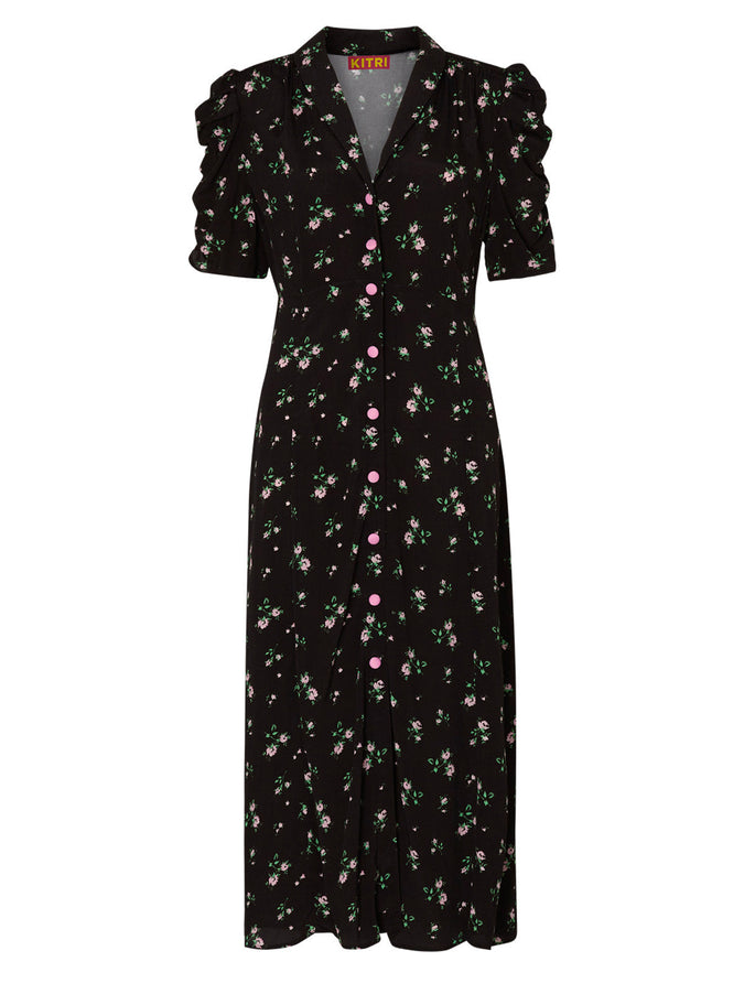 Maguire Black Ditzy Rose Tea Dress KITRI Studio