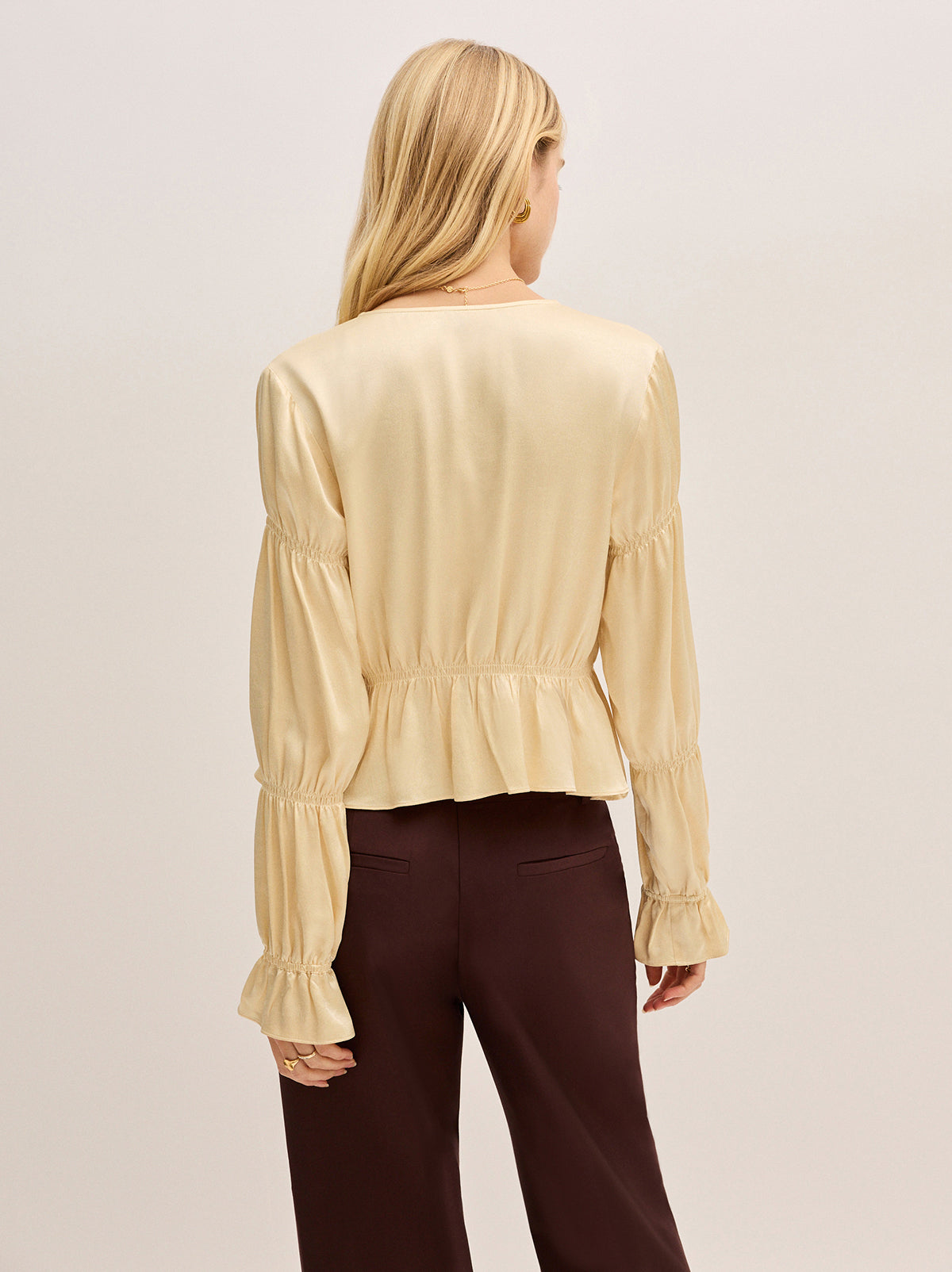 Maia Butter Yellow Satin Top By KITRI Studio