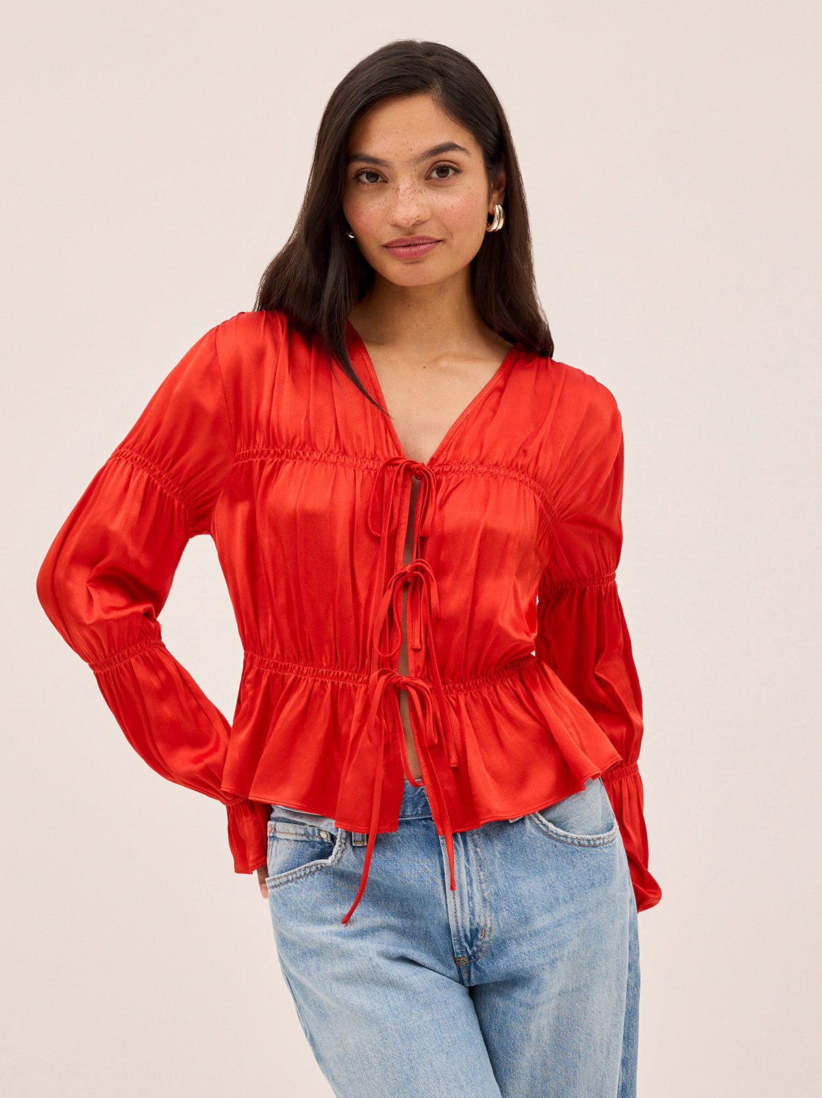 Maia Red Satin Top By KITRI Studio