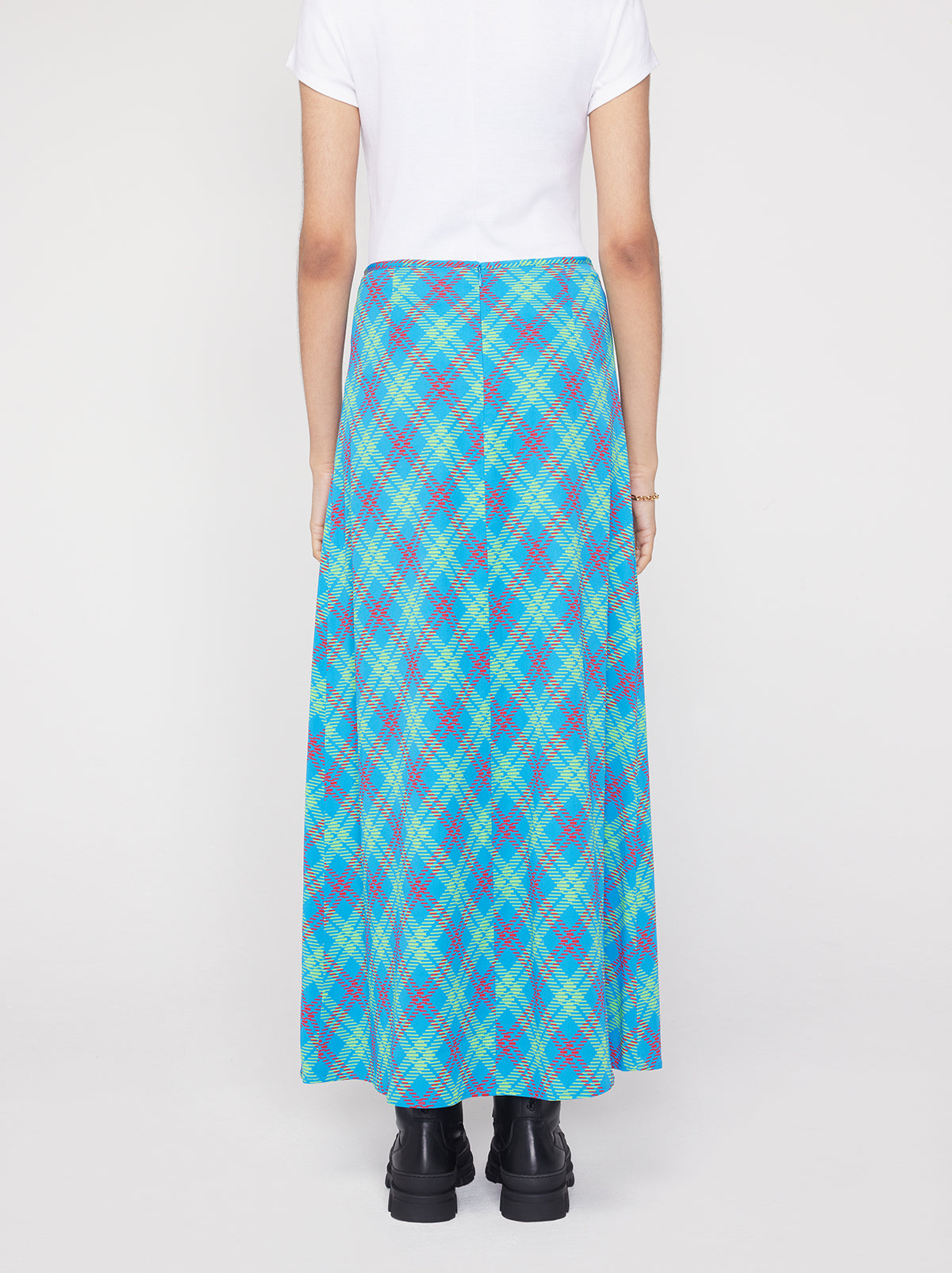 Mali Blue Check Maxi Skirt