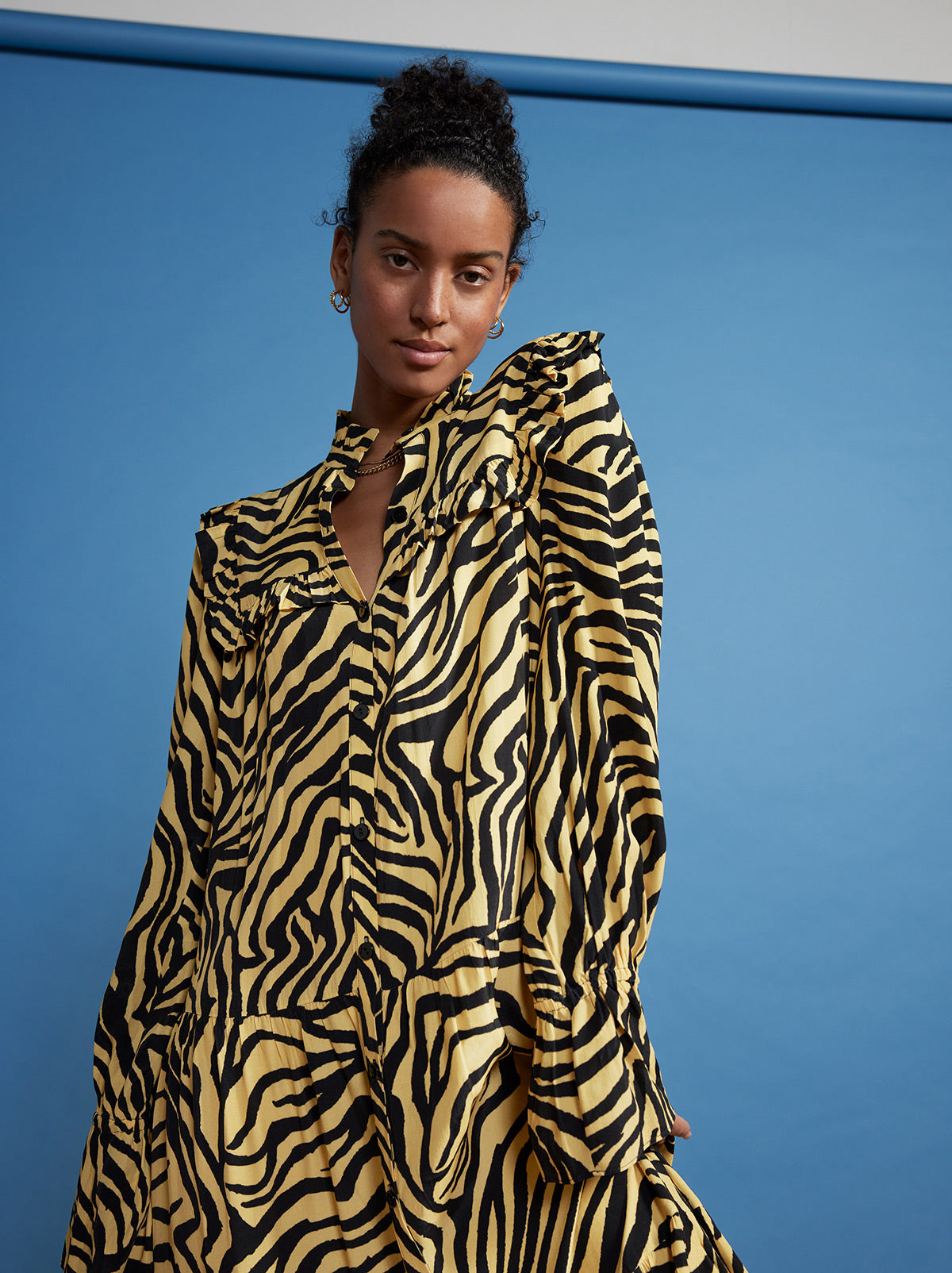 Mandy Yellow Zebra Print Maxi Dress by KITRI Studio
