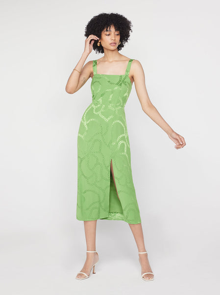 Mara Green Chain Jacquard Midi Dress KITRI Studio