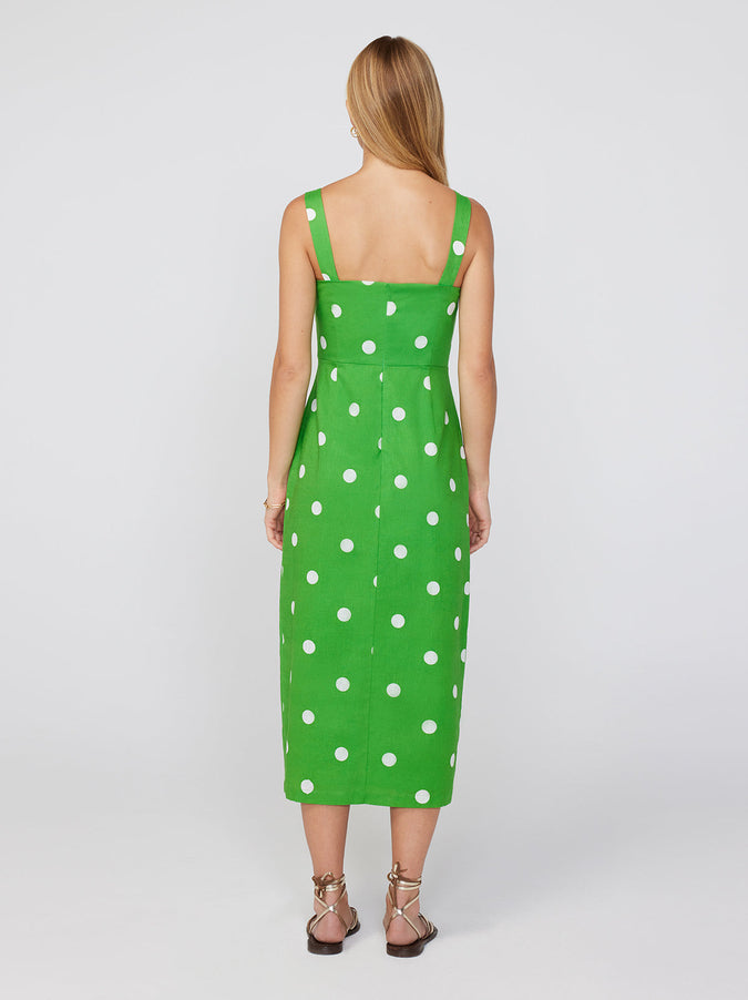 Mara Green Polka Dot Midi Dress | KITRI Studio